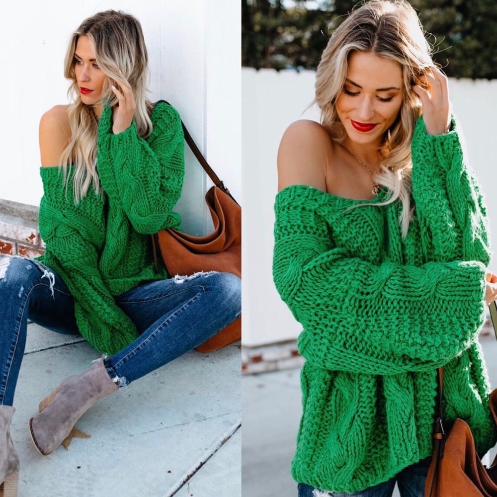 Vici Dolls Knitted Green Oversized Sweater